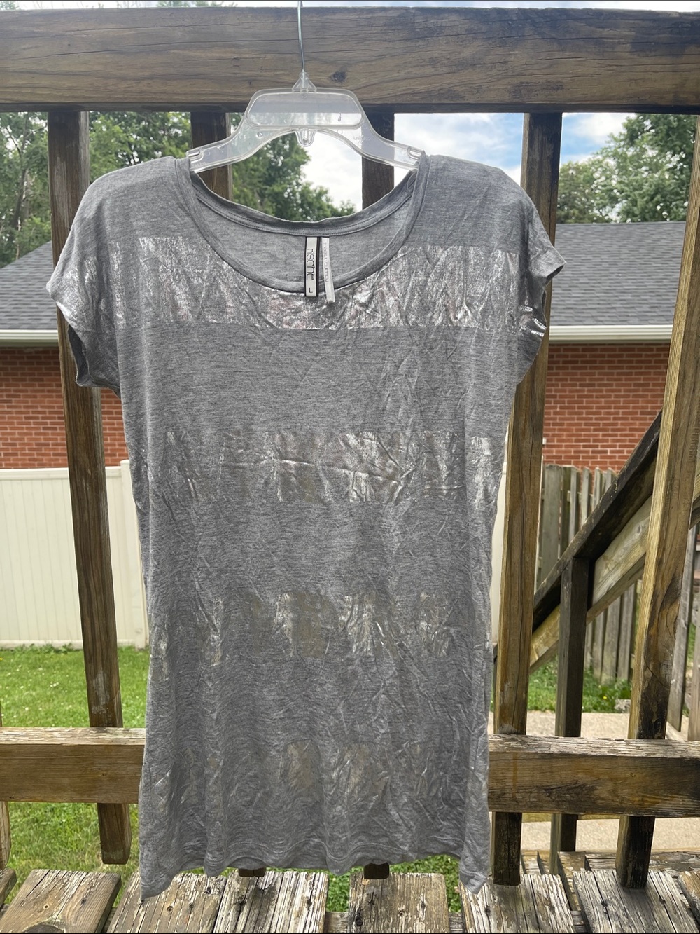 Weekend Tee/mini dress/coverup by kische- Gray Metallic Stripe.